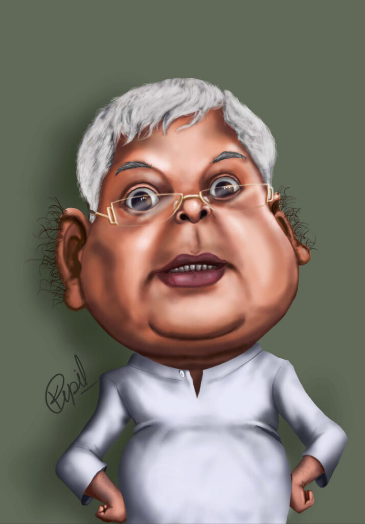 Best Caricature Artist in Delhi, Digital caricature artist in Delhi NCR Lal Prasad Yadav ji Caricature