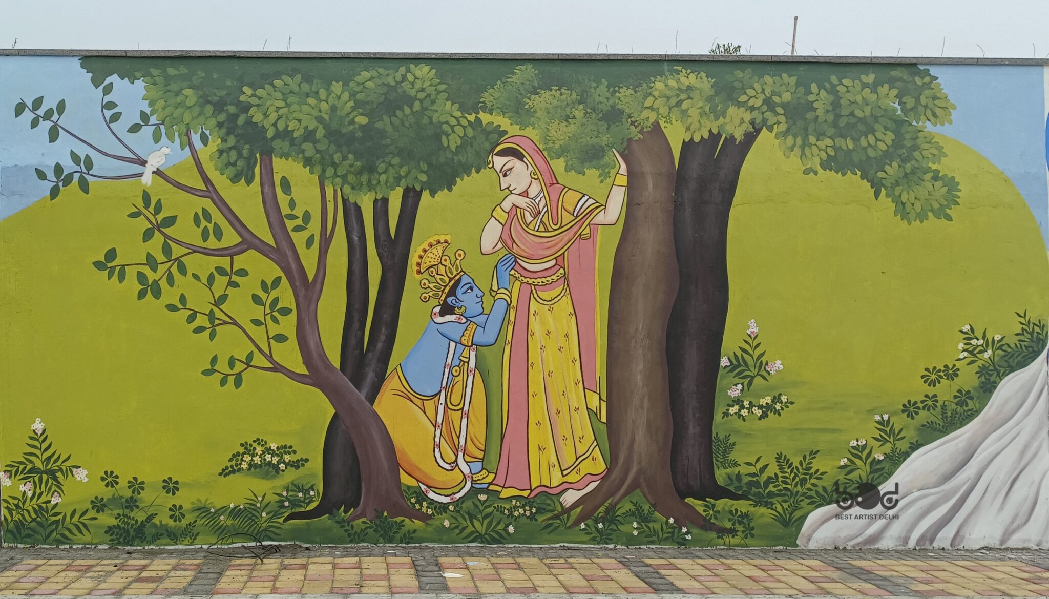 Traditinoal kangra wall painting artist in Delhi and Gurugram, traditional wall painting artist in Delhi