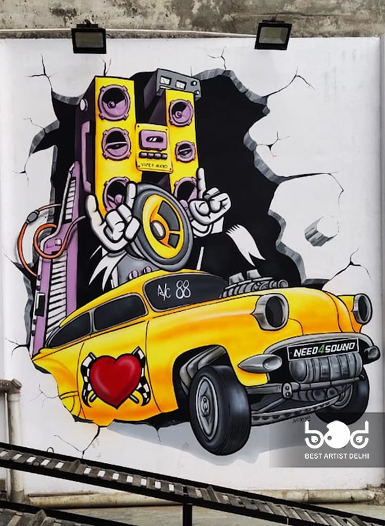 3d graffiti artist in Delhi NCR, 3d wall painting Artist in Delhi NCR and Gurugram, 3d wall art in Delhi Gurugram and Noida,